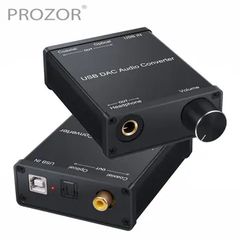 PROZOR USB Audio Prevodník DAC Adaptér s Slúchadlový Zosilňovač USB na Koaxiálny S/PDIF Digitálneho na Analógový 6.35 mm Audio Zvuková Karta
