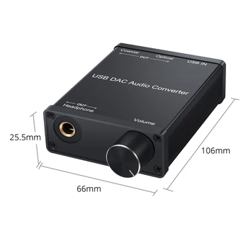 PROZOR USB Audio Prevodník DAC Adaptér s Slúchadlový Zosilňovač USB na Koaxiálny S/PDIF Digitálneho na Analógový 6.35 mm Audio Zvuková Karta