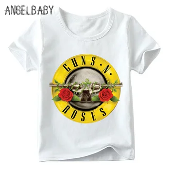 Deti Rocková Kapela Zbraň N Roses Print T shirt Letné Deti Hip Hop Hudba Topy Baby Chlapci/Dievčatá Lebky Oblečenie