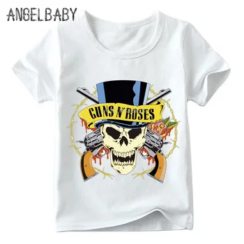 Deti Rocková Kapela Zbraň N Roses Print T shirt Letné Deti Hip Hop Hudba Topy Baby Chlapci/Dievčatá Lebky Oblečenie