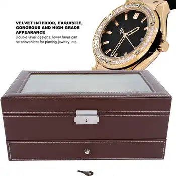 12 Mriežky Dvojvrstvové Hodinky Šperky Box Prípade Sledovať Skladovanie Prípade, Watch Box Kontajner Príslušenstvo Hodinky