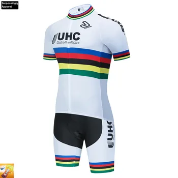 2020 Mužov Speedsuits Krátke rukávy UHC Biela Skinsuit Cyklistické Oblečenie Jumpsuit Ciclismo Maillot Trisuit Cyklistika Dres Triatlone