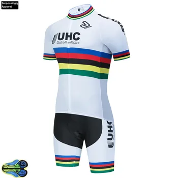 2020 Mužov Speedsuits Krátke rukávy UHC Biela Skinsuit Cyklistické Oblečenie Jumpsuit Ciclismo Maillot Trisuit Cyklistika Dres Triatlone