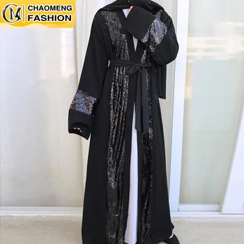 2021 Najnovšie Dubaj Abaya Ramadánu Moslimských Žien Kimono Šaty, Na Blízkom Východe Sequin Šitie Módne Turecký Islamské Oblečenie