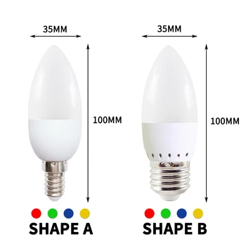 10Pcs/veľa E14 LED Sviečka žiarovka E27 LED žiarovka AC 220V svetla led luster svietidlo 3W Žiarovky Dekorácie Svetelné šesť farieb Úspory Energie