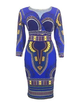 2020 nové prišiel módne dámske Afriky etnický štýl tri štvrtiny rukávom, V-výstrihom šaty