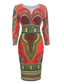 2020 nové prišiel módne dámske Afriky etnický štýl tri štvrtiny rukávom, V-výstrihom šaty