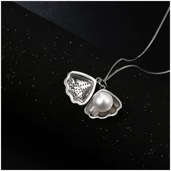 Hongye 925 Silver Pearl Prívesok Pre Ženy,Skutočné Prírodné Sladkovodné Perly Prívesok Náhrdelník perleť Šperky Shell Design