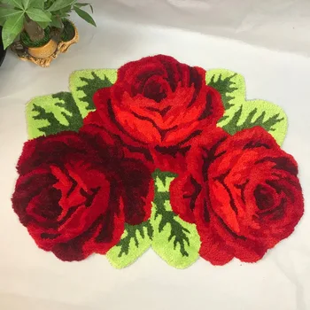 Nový príchod doprava zadarmo red rose tvar anti-slip koberec umenie koberec 80*60 cm
