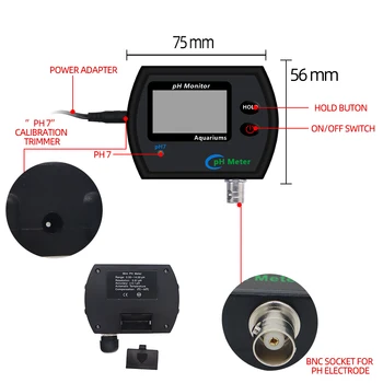 Digitálny PH Meter Monitor PH-990 Kvalitu Vody, Kyslosť Tester 0.00-14.00 pH Veľký Displej Podsvietenie Displeja s Adaptérom 35% zľavu