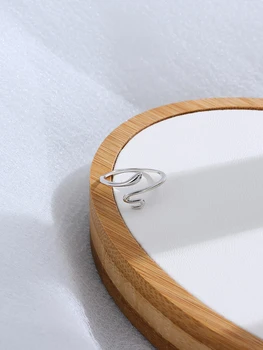 SILVERHOO Reálne 925 Sterling Silver Jednoduché Otvorte Nastaviteľné Prstene Pre Ženy Had Black CZ Koktail Prst Prsteň Strieborné Šperky