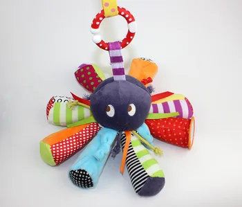 23*15 cm Baby Hrkálky Octopus visí so zvukom Roztomilý Zvieratá Detská Detská Postieľka Kočíka Hračka 0+ mesiac Novonarodené Plyšové Hrať Bábika