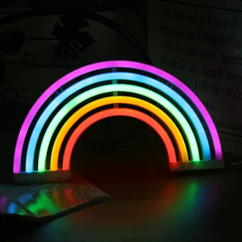 USB/Batérie Powered Rainbow Neon LED Nočné Svetlo Spanie Svetlo Spálňa Nočný Stolík Lampa Domov Spálňa Dekoratívne Lampy