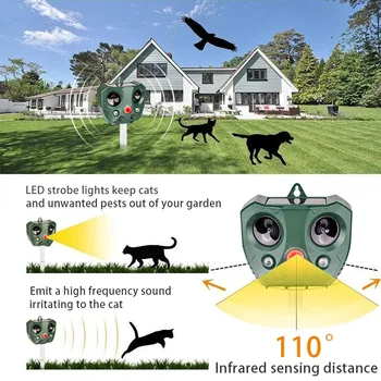 Solárny návrh aktívne Zviera Ultrazvukové Mačky Psa Repeller Vystrašiť Zvieratá Pre Vonkajšie Záhradné sonar Repelenty
