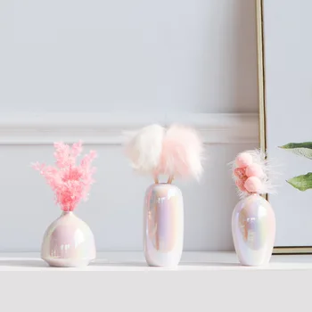 Ružová váza dievča srdce keramická váza tvorivé obývacia izba, spálňa domov ornament rainbow pearl flower s sušené kvety, vázy