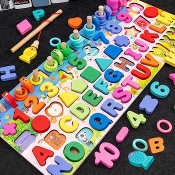 Dieťa Matematika Skoré Vzdelávanie Hračky, Puzzle Dosky Počítať Počet Abecedy Poznanie Hrať Hry Montessori Vzdelávacích Drevená Hračka Pre Dieťa
