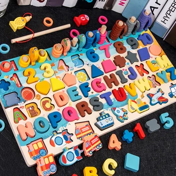 Dieťa Matematika Skoré Vzdelávanie Hračky, Puzzle Dosky Počítať Počet Abecedy Poznanie Hrať Hry Montessori Vzdelávacích Drevená Hračka Pre Dieťa