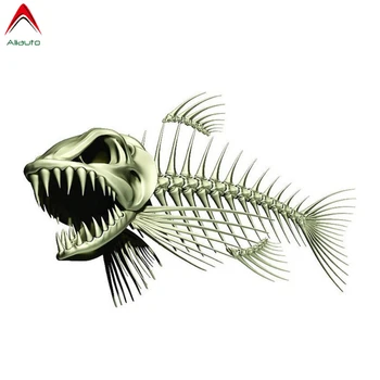 Aliauto Auto Nálepky 3D Scary Skeleton Rýb rybolovná Automobily Motocykle Príslušenstvo Nepremokavé Vinyl Otlačkom,13 cm X 8,5 cm
