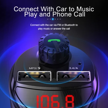 3.4 Rýchle Auto Nabíjačku S FM Vysielač Bluetooth Prijímač Hudba MP3 Audio Prehrávač TF Kariet Dual USB Auto Nabíjačka Telefónu Univerzálne