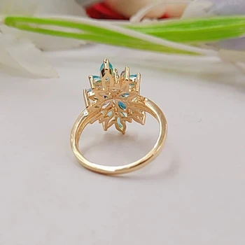Zlatá Farba Luxusné Kvet, Zirkón Zásnubný Prsteň pre Ženy Multicolor Kameň Strany Krúžky Darček Šperky Anillos
