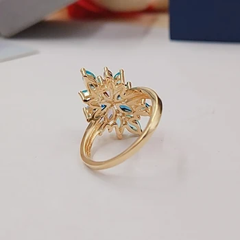 Zlatá Farba Luxusné Kvet, Zirkón Zásnubný Prsteň pre Ženy Multicolor Kameň Strany Krúžky Darček Šperky Anillos