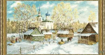 Gold Collection Krásna Nostalgia Počíta Cross Stitch Auta Krajine, V Zime Sneh Prichádza Domov Sviatok Vianočný