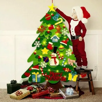 Cítil Vianočný Stromček Cítil Jedľa urob si sám Cítil Vianočný Strom Dekorácie S String Svetlá na Vianočné Darčeky na Nový Rok Navidad Cítil Vianočný Stromček