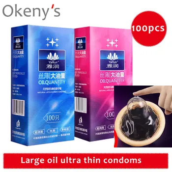 Veľké Olej Ultra Tenké Odkladu Kondómy 100 Ks Prírodný Latex Hladké Mazivo Antikoncepcia, Kondómy Pre Mužov Intímne Produkty