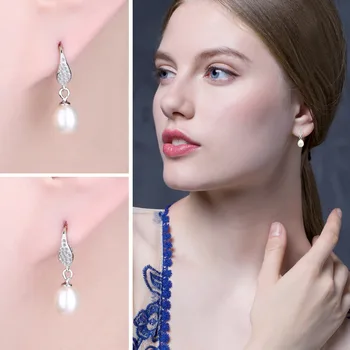 JewelryPalace Sladkovodné Perly Visieť Drop Náušnice 925 Sterling Silver Šperky Pre Ženy Kórejský Náušnice, Módne Šperky 2021