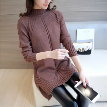 Hot predaj jednoduchý módny dizajn pulóver pletenie ženy sveter dobrú pružnosť žena dlho teplé dámy sveter knitwear femme