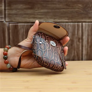 Ručne vyrábané kožené tvorivé sova mini mince kabelku cowhide karty taška kľúč, taška do ruky, drapákové deti ruke nosiť cartoon zvierat taška