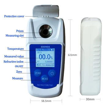 0-55% Nabíjateľná Digitálny Refraktometer s Brixovou Meter Saccharimeter Densimeter pre Ovocné šťavy, Pivo, Nápoje, Cukor meter tester