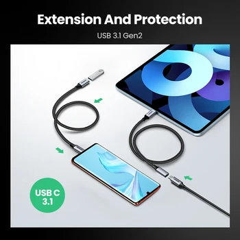 DBG USB C Predlžovací Kábel USB Typu C 3.1 Gen 2 mužmi a Rýchle Nabíjanie a Zvuk Údajov Kábel na Prenos údajov pre MacBook Pro iPad