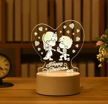 Romantická Láska 3D Lampy, Akryl LED Nočné Svetlo Valentines Day pre Domova stolná Lampa Darčeka Baby Sprcha Valentines Hogar
