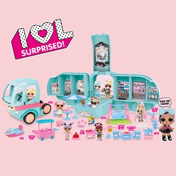 Pôvodné LOL Prekvapenie Bábiky DIY 2-v-1 Bus GLAMPER Hračka Lol Bábika Hrať House Hry, L. O. L PREKVAPENIE Hračky pre Dievčatá Narodeninám