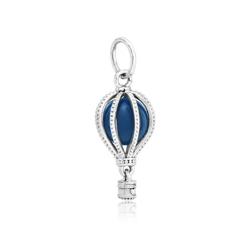 Vysoká Kvalita 925 Sterling Silver Korálky Modrá teplovzdušný Balón Prívesok Charms fit Pôvodné Európske Náramky Ženy DIY Šperky