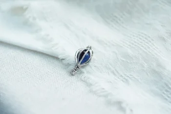 Vysoká Kvalita 925 Sterling Silver Korálky Modrá teplovzdušný Balón Prívesok Charms fit Pôvodné Európske Náramky Ženy DIY Šperky