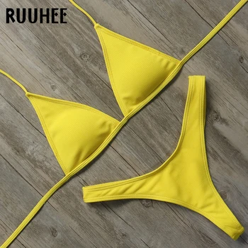 RUUHEE Nové plavky s uväzovaním za Bikiny, Plavky Ženy, Plavky, plavky Sexi Micro Bikini Set 2018 Brazílsky Ženských Plaviek S Čalúneným