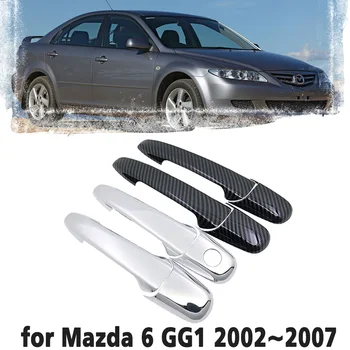 Black Carbon Fiber rukoväť Alebo Chrome Bočných Dverí Kryt Výbava Nastaviť pre Mazda Mazda6 Atenza GG1 2002~2007 Auto Príslušenstvo 2003 2004