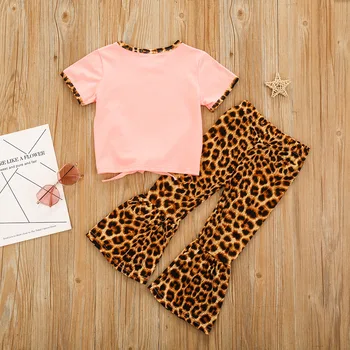 Batoľa Detská Dievča Oblečenie Bavlnené Trička, Topy Leopard Bell Dna Obličkového Nohavice Deti Oblečenie, Oblečenie Nastaviť Módne Oblečenie