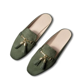 Dámske Letné Lenivý Papuče Ženy Vintage Strapce Tkaných Topánky Nízke Vonkajšie Náklon Pevné sandále Ženy Listov Flip-flops Veľkosť 32-43