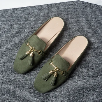Dámske Letné Lenivý Papuče Ženy Vintage Strapce Tkaných Topánky Nízke Vonkajšie Náklon Pevné sandále Ženy Listov Flip-flops Veľkosť 32-43