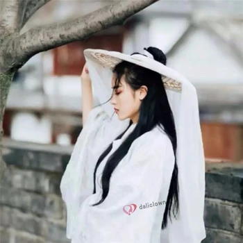 Xie Lian Cosplay Kostým Tian Guan Ci Fu Cosplay Xielian Parochne Bambusu Klobúk Prop Muži Ženy Biela Han Fu Anime Oblečenie
