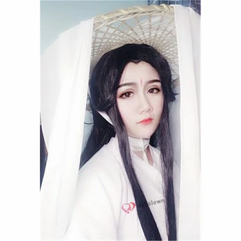 Xie Lian Cosplay Kostým Tian Guan Ci Fu Cosplay Xielian Parochne Bambusu Klobúk Prop Muži Ženy Biela Han Fu Anime Oblečenie