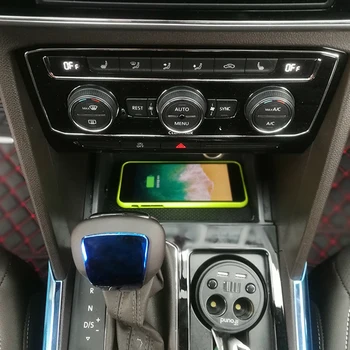 Auto QI bezdrôtovú nabíjačku 10w nabíjaciu podložku držiaka telefónu za VW T-roc Teramont Phideon 2016-2018 pre Jetta MK7 T-Cross 2019