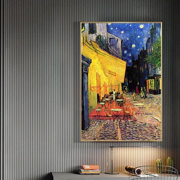 Van Gogh Slávny Olejomaľba Kaviareň Terasa Na Noc Reprodukcia Na Plátne, Plagát A Vytlačí Impresionizmu Wall Art Decor Obrázok