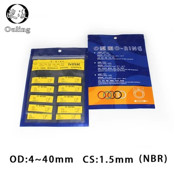 Nitrilový kaučuk viac veľkosti opravy kit kombinácie NBR, O-krúžok hrúbka CS1.5 mm vodotesné oleju tesnenie tesnenie oring