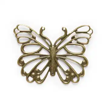 10/30 Kus Bronz Tón Filigránske Motýľ Tvarované Zábaly Šperky Čo DIY Connnector Zdobením Zistenia 66x50mm