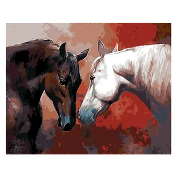 S rámom kôň DIY zvierat Maľovanie Podľa Čísel, Plátno, Maľovanie čerpať Na Plátne Jedinečný Darček Domova Stenu, Kresby, ručné farba