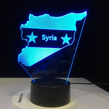 Sýria Mapa 3D LED Nočné Svetlo 7 Farieb Zmena USB Spálňa Decor Tvar Stola LampBedside Spánku Svietidlo Darčeky Dropship